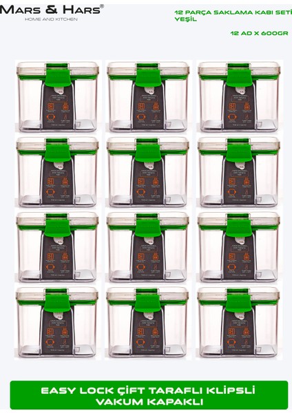 12LI Küçük Boy Sızdırmaz-Çift Kilit Klipsli-Vakum Kapaklı Erzak-Baharat Saklama Kabı fırsatları