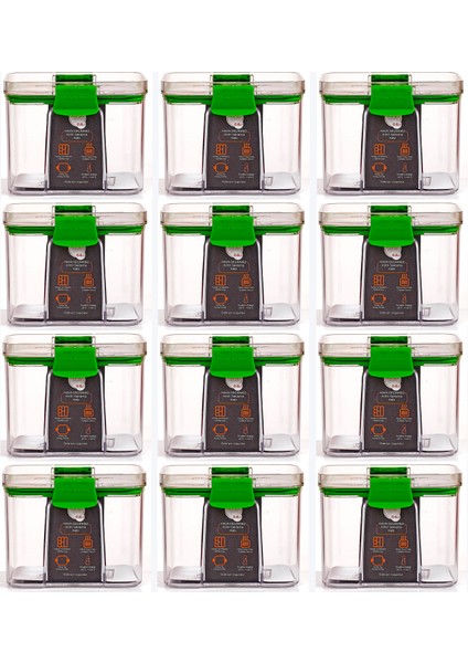 12LI Küçük Boy Sızdırmaz-Çift Kilit Klipsli-Vakum Kapaklı Erzak-Baharat Saklama Kabı indirimleri