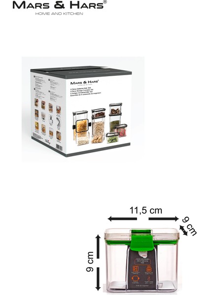 12LI Küçük Boy Sızdırmaz-Çift Kilit Klipsli-Vakum Kapaklı Erzak-Baharat Saklama Kabı