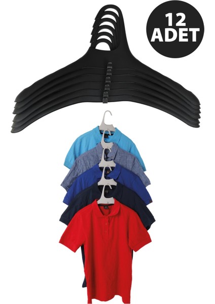 Iç Içe Geçebilir Portatif Dolap Içi Düzenleyici Elbise Kıyafet Askısı Siyah 12 Adet fiyatları