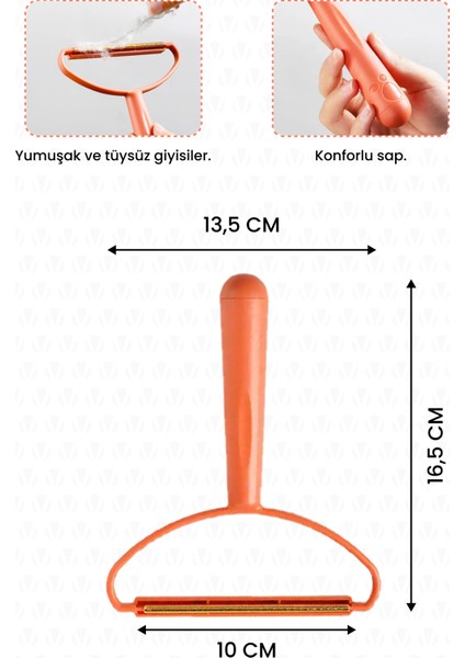 Aren Çift Taraflı Elbise Tiftik ve Tüy Toparlayıcı Kazak Halı Plastik Tüy Alma Turuncu