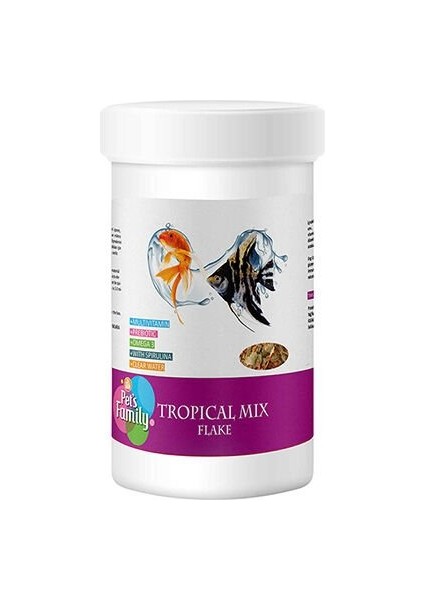 Pets Family Tropical Mix Flake Tropical Pul Balık Yemi 250 ml