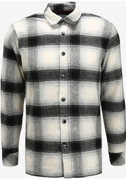 Slim Fit Gömlek Yaka Siyah Erkek Gömlek CI885SS