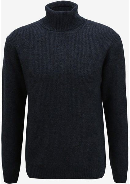 Balıkçı Yaka Slim Fit Mavi Erkek Kazak MI2565SS