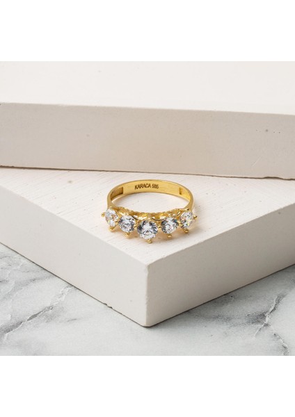 14 Ayar Yanları Taşlı Beştaş Altın Yüzük indirimleri