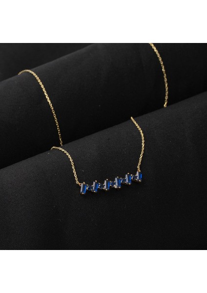 Lacivert Renk Taşlı Altın Kolye fırsatları