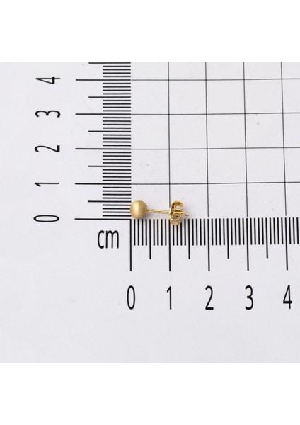 14 Ayar Altın Mat Top Küpe 4 mm Küpe