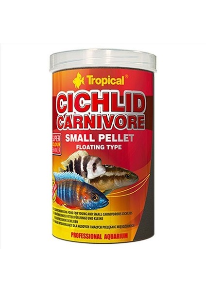 Tropical Cichlid Carnivore Pellet Granür Etobur Ciklet Yemi Small 250 ml