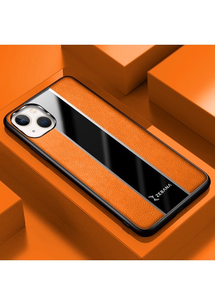 Apple iPhone 15 Plus Uyumlu Kılıf Zebana Premium Deri Kılıf Turuncu