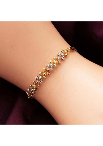 14 Ayar Balıksırtı Zincirli Renkli Dorika Altın Bileklik modelleri