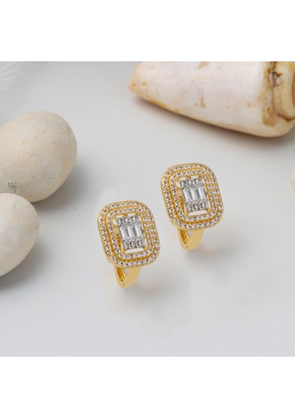 Tasarım Baget Taşlı Altın Küpe 14 Ayar modelleri