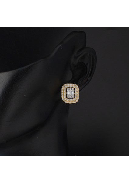 Tasarım Baget Taşlı Altın Küpe 14 Ayar fırsatları