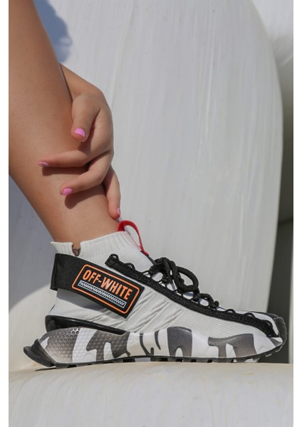 Jessi Mikro Streç Materyal Eva Taban Beyaz Sneakers G018