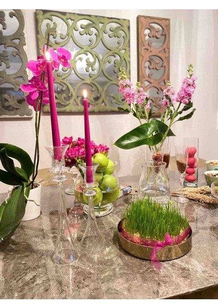 Iv Candles Homedecor 6'Lı Fuşya Pembesi Şamdan Mumu
