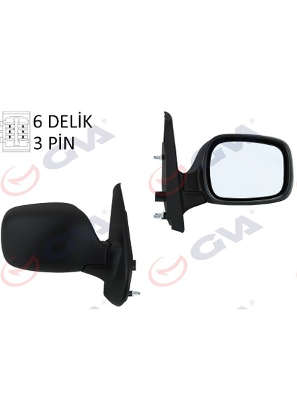 GVA Dış Dikiz Aynası Sağ Kangoo 01 Elektrikli Isıtmalı Asferik 5 Fiş VM-132NEHR 7700354639