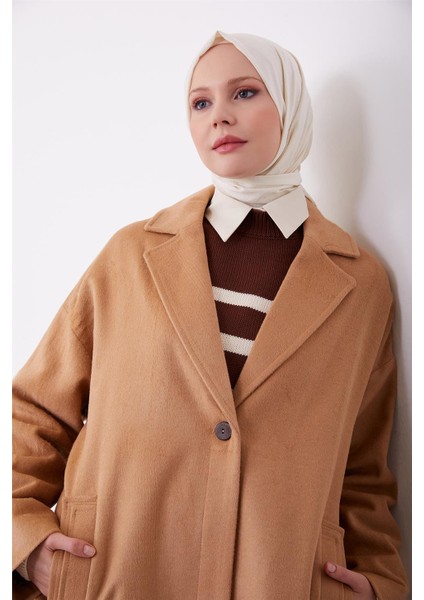 Tek Düğmeli Kaban 23K7202 Camel