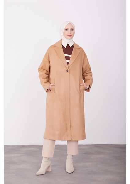 Tek Düğmeli Kaban 23K7202 Camel