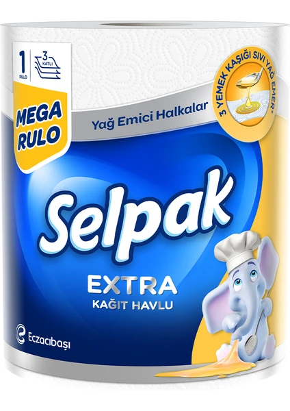 Selpak® Extra 1=3 Yağ Emici Mega Rulo Kağıt Havlu