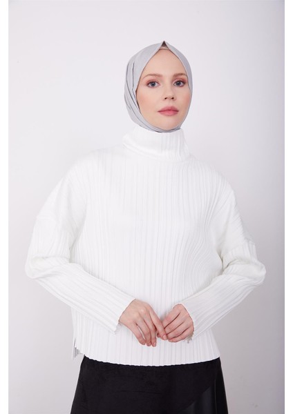 Pliseli Örme Bluz 23K3216 Ekru