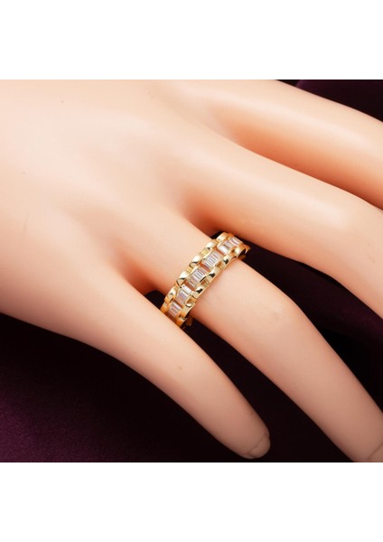 Yarım Tur Baget Taşlı 14 Ayar Altın Yüzük fiyatları