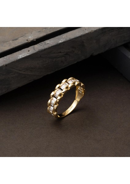 Yarım Tur Baget Taşlı 14 Ayar Altın Yüzük fırsatları