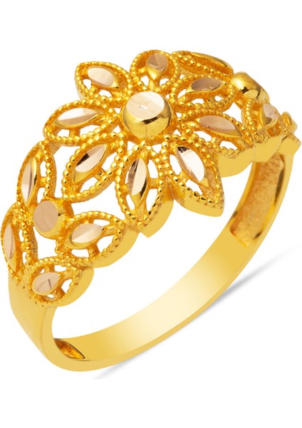 14 Ayar Papatya Sade Altın Yüzük