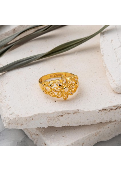 14 Ayar Papatya Sade Altın Yüzük modelleri