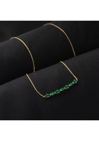 Yeşil Taşlı Minimal Zincirli Altın Kolye fırsatları