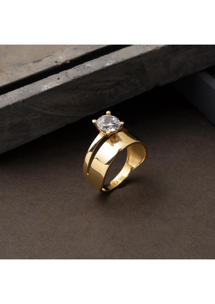 14 Ayar Sarı Altın Alyans Tektaş Yüzük fırsatları