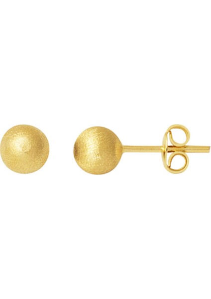 Mat 14 Ayar Sarı Altın Top Küpe 6 Mm.