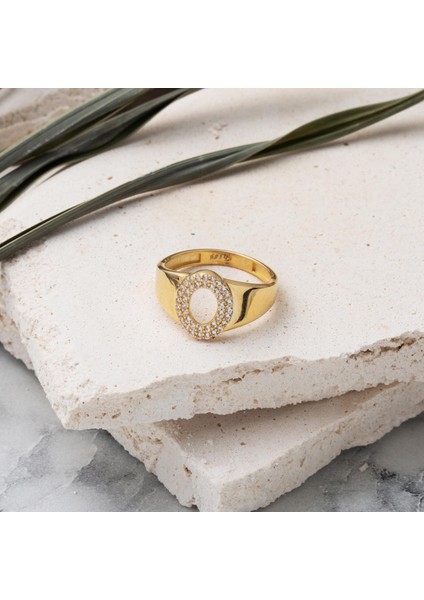 Sarı Altın O Harfi 14 Ayar Kadın Yüzük modelleri