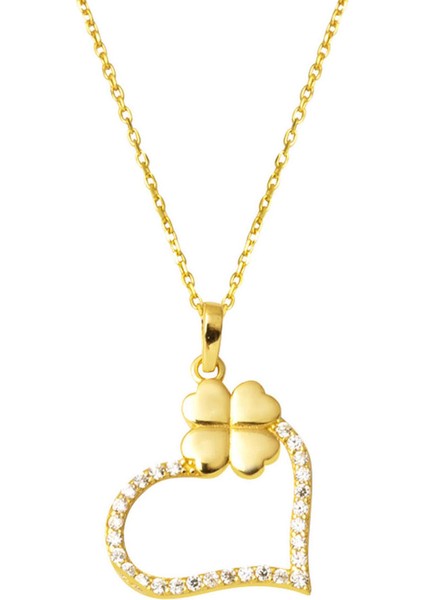 14 Ayar Yoncalı Kalp Altın Kolye