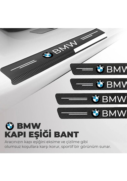 DK Elektronik Bmw Logolu Karbon Kapı Eşiği Koruyucu Bant Folyo 4'lü Set