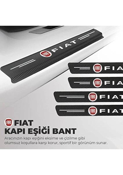 DK Elektronik Fiat Logolu Karbon Kapı Eşiği Koruyucu Bant Folyo 4'lü Set