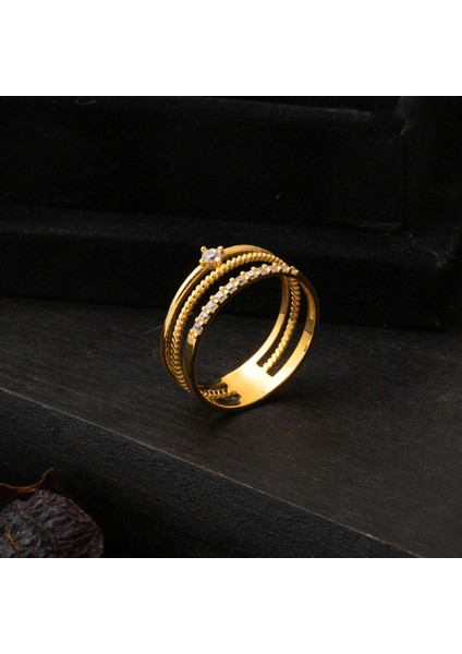 Modern Tasarım Taşlı 22 Ayar Yüzük Altın fırsatları