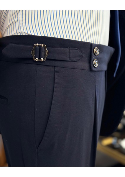 İtalyan stil ceket yelek pileli pantolon takım elbise lacivert T11294 indirimleri