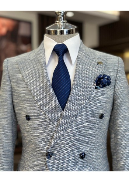 Terziademaltun Italyan Stil Slim Fit Kruvaze Erkek Ceket Mavi T10958 fiyatları