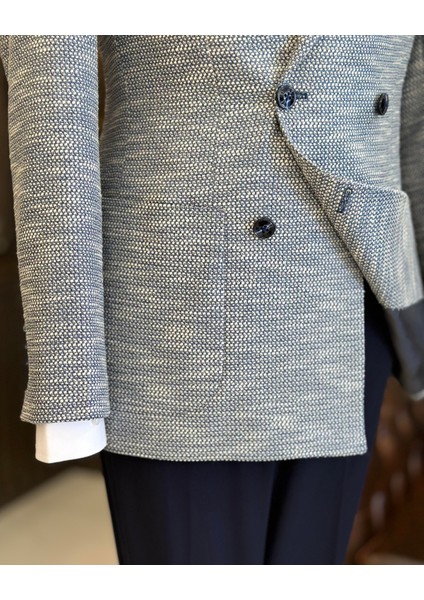 Terziademaltun Italyan Stil Slim Fit Kruvaze Erkek Ceket Mavi T10958 modelleri