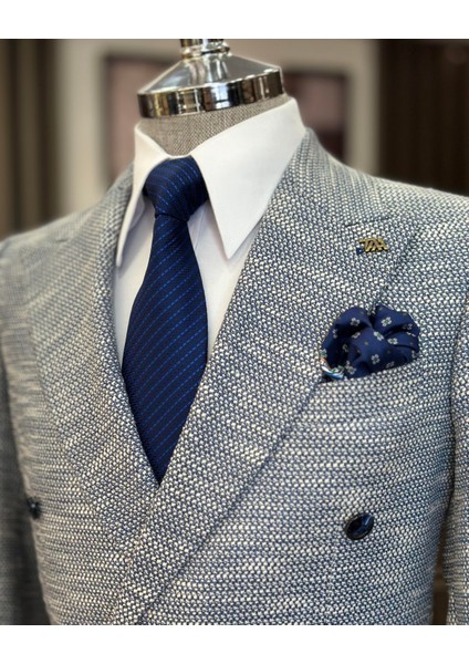 Terziademaltun Italyan Stil Slim Fit Kruvaze Erkek Ceket Mavi T10958 indirimleri