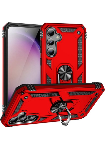Samsung Galaxy S23 Fe Kılıf Tank Zırh Yüzüklü Mıknatıslı Standlı Kapak (Vega)