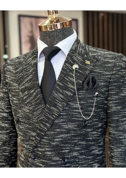 Terziademaltun Italyan Stil Slim Fit Kruvaze Erkek Ceket Siyah T10964 modelleri