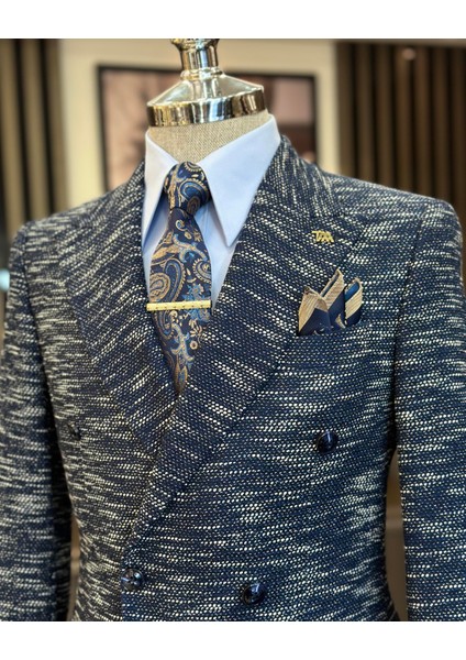 Terziademaltun Italyan Stil Slim Fit Kruvaze Erkek Ceket Lacivert T10961 fiyatları