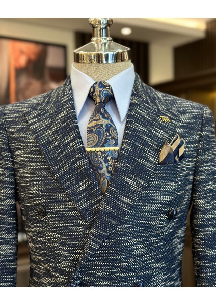 Terziademaltun Italyan Stil Slim Fit Kruvaze Erkek Ceket Lacivert T10961 fırsatları