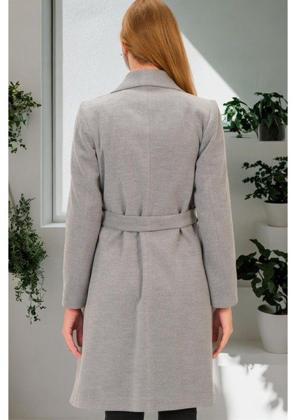 Z6639 Dewberry Kadın Palto-Düz Gri fiyatları