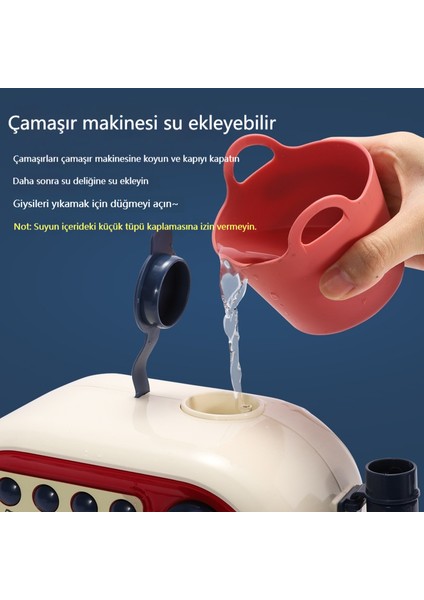Çocuk Çamaşır Makinesi Su Ekleyebilir, Simüle Edilmiş Büyük Tamburlu Elektrikli Çamaşır Makinesi, Çorap Yıkama Seti, Kız Oyun Evi, Tamburlu Çamaşır Makinesi - Şarj Edilebilir Versiyon (Yurt Dışından)