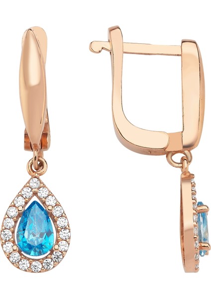 Rose Gümüş Aqua Damla Küpe