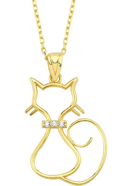 Altın Sevimli Kedi Kolye