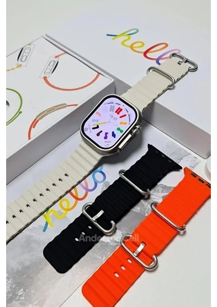 Hello Watch 3 Amoled 3 Kordon Ultra 49MM Watch 8 Wireless Şarj Pusula 4gb Akıllı Saat 450 Mah