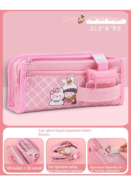 Yüksek Değerli Kız Kalem Çantası Ilkokul ve Ortaokul Öğrencileri Sevimli Karikatür Büyük Kapasiteli Kırtasiye Çantası Çok Fonksiyonlu Kırtasiye Kutusu (Yurt Dışından) fırsatları
