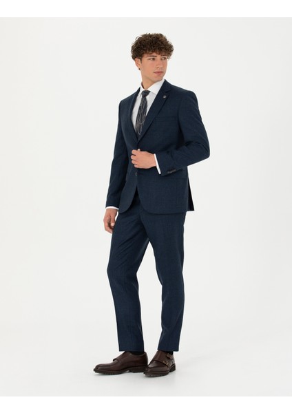 Erkek %100 Yün Lacivert Slim Fit Takım Elbise 50274245-VR033 modelleri
